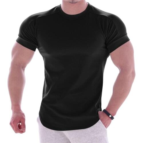 Men Short sleeve fashion t-shirt Gyms Fitness Sports Cotton T-Shirt Male Bodybuilding Skinny Tee shirt Summer Tops Clothes
