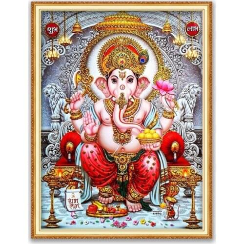 Region Ganesha DIY Cross Stitch 11CT Embroidery Kits Craft Needlework Set Printed Canvas Cotton Thread Home Decoration On Sale