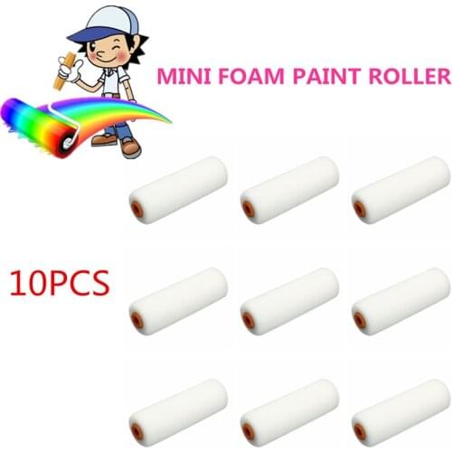 10PCS 100mm Mini White Durable Foam Paint Roller Sleeves Painting Decorating Sponge Rollers Art Sets Painting Supplies