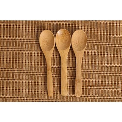New Delicate Kitchen Condiment Jam Spoon Coffee Spoon Small Bamboo Baby Honey Spoon 12.8*3cm W7515