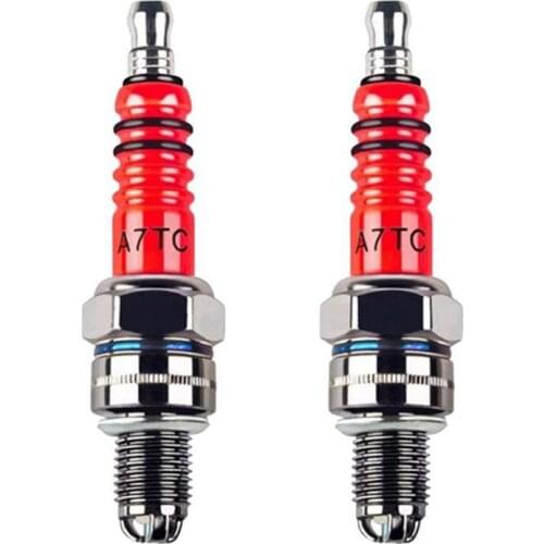 NEW-Pack of 2 Racing 3 Electrode Spark Plug A7tc for 50cc 110cc 125cc 150cc Atv Scooter Dirt Bike Go Kart
