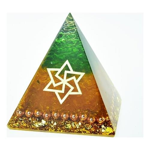 Orgonite Pyramid Maripura Chakra Natural Citrine Gabriel Enhance Creative Resin Green Crystal Jewelry Decoration C0162