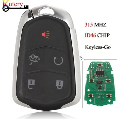 Kutery Remote Smart Keyless Go Car Key For Cadillac ATS CTS SRX XTS Escalade 2014 2015 2016 2017 5 Buttons 315MHZ HYQ2AB