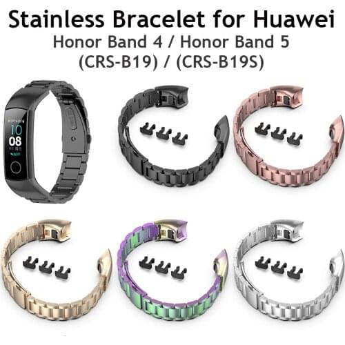 Honor Band 4 Strap Stainless Metal Bracelet Magnetic Bands for Huawei Honor Band 5 Leather Straps Replacement Colorful Pink