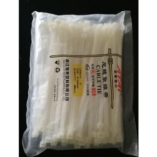 250pcs 8"*200mm Network Wire Nylon Plastic Self-locking Cable Zip Tie