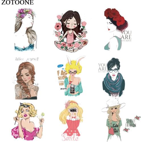 ZOTOONE Iron on Transfers Fashion Lovely Girls Patch for Clothing Applications T-shirt Diy Heat Transfers Appliques Stickers E