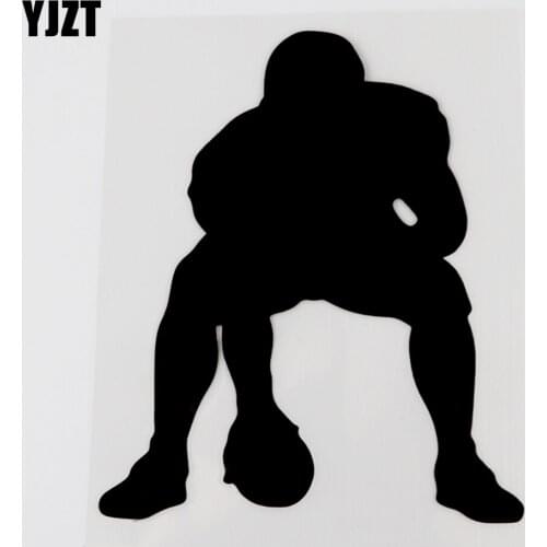 YJZT 10.8CMX12.6CM Center Offensive Lineman Football Decal Vinyl Car Sticker Black/Silver 8A-1131