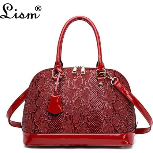 Womens bag luxury high quality patent leather fashion crocodile pattern OL handbag 2019 new simple shoulder Messenger bag