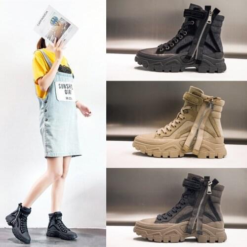 2020 spring and autumn new high top shoes Martin boots womens shoes Korean fashion hip hop platform shoes wedge sneakers