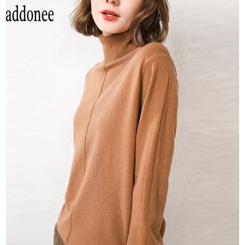 Many Colors Solid Color Turtleneck Spring Autumn Winter Cotton Knitted Women Sweaters Pullovers Soft Loose Wild Casual Fashion