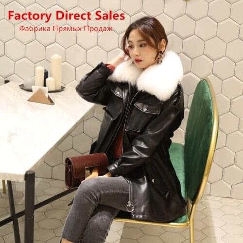 300% real Sheepskin Coat Female Fox Fur Collar Korean Down Jackets 2020 Winter Jacket Women genuine Leather Jacket MY