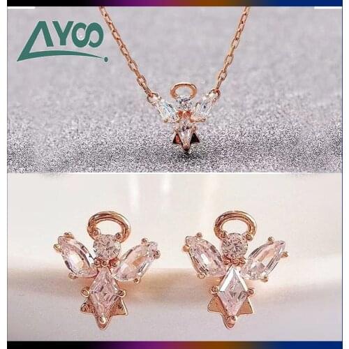 2020 Fashion Jewelry High Quality SWA Glamour Romantic Angel Shape Stud Earrings Little Angel Pierced Stud Earrings For Women