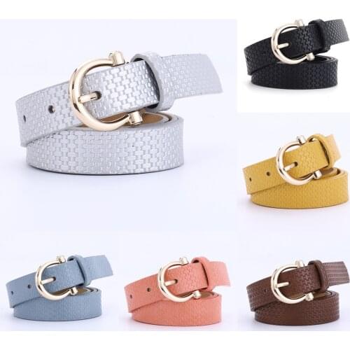 2021 NEW Womens Golden Pin Buckle Belt PU Leather Artificial Leather Jeans Belt Coat And Dress Waistband