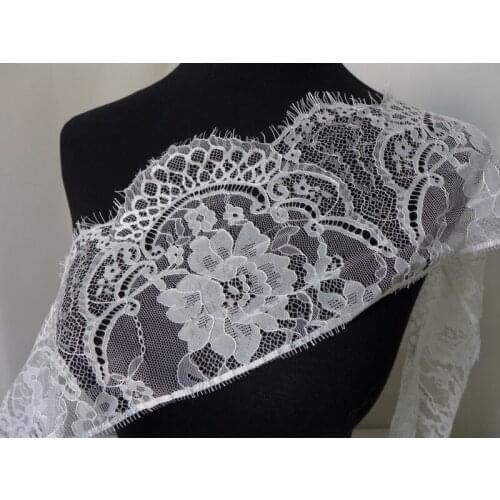 3m/lot white soft eyelash lace wide 16cm lace fabric handmade diy cloth accessories free ship