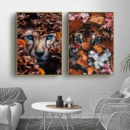 5D Diamond Painting Leopard Lion Tiger Deer Flower Diamond Embroidery Animal Gift Handmade Home Decor Picture of Rhinestones Art