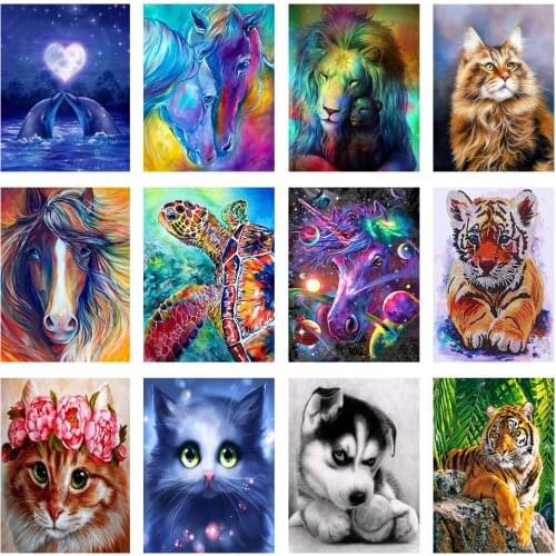 5D Diy Diamond Painting Cross Stitch Kits Diamond Mosaic Embroidery Animals Full Round room Home Decor Drill Painting Gifts