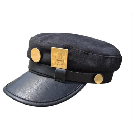 Anime JoJos Bizarre Adventure Cosplay Cap Jotaro Kujo Joseph Hat Kira Yoshikage Army Military Hats Badge Costume Caps