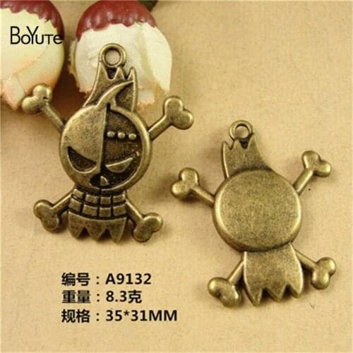BoYuTe (30 Pieces/Lot) 35*31MM Caribbean Pirates Pendant Necklace Vintage Antique Bronze Charm for Jewelry Accessories Diy