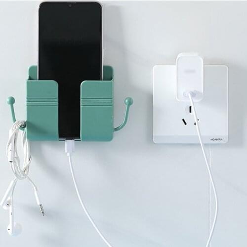 Household Wall Mounted Organizer Self Adhesive Storage Box Mobile Phone Plug Wall Holder Charging Multifunction Holder Stand