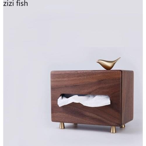 Black Walnut Classical Napkin Holder Box Bird Tissue Boxes Paper Organizer Living Room Desktop Light Luxury Decoration Accessory