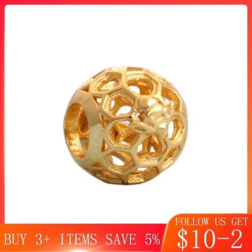 CodeMonkey Genuine 925 Sterling Silver Golden mini bee Charms For Original Bracelet Beads DIY Womens Jewelry CMC511