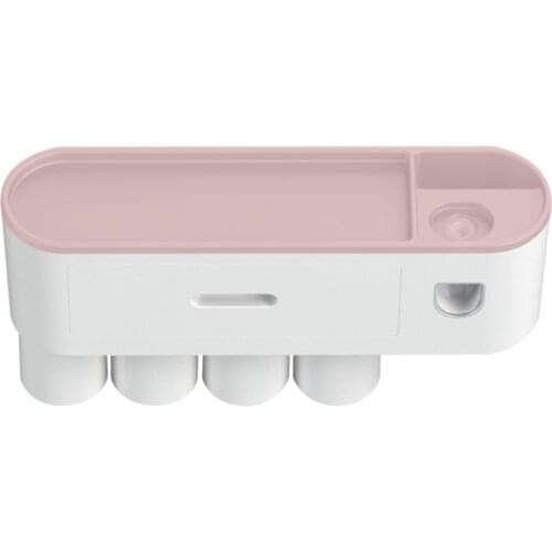 Toothbrush Holder Automatic Toothpaste Squeezer Wall Mounted Storage Rack