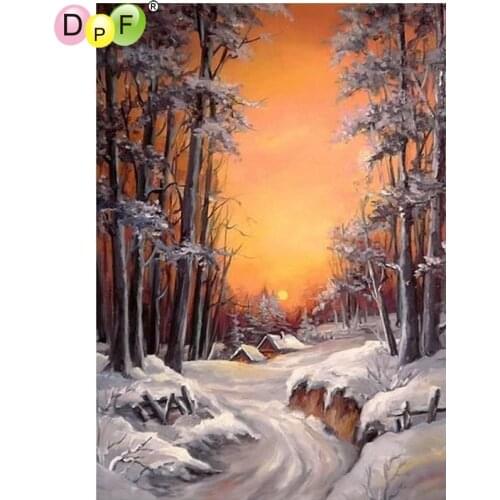 DPF DIY Snow path 5D crafts wall painting diamond mosaic full square diamond painting cross stitch home decor diamond embroidery