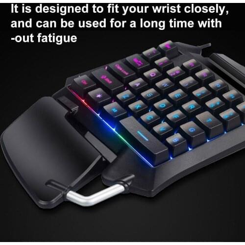 D15 Ergonomic Single One Hand Backlit Gaming Keyboard USB Wired Keypad for PC