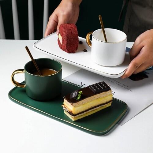European small luxury ceramic coffee cup set breakfast cup milk cup Nordic French with snack tray WF
