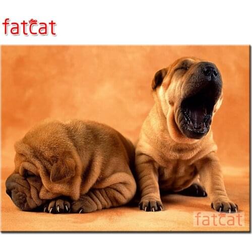 FATCAT Cute yellow dog 5d diy diamond painting full square round drill diamond embroidery kits needlework home decoration AE2779