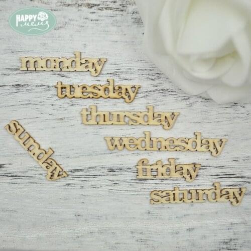 Happymems Wood Letters 21or140pcs Monday To Sunday Unfinished Wooden Crafts Scrapbooking Embellishments Home Decor Shapes