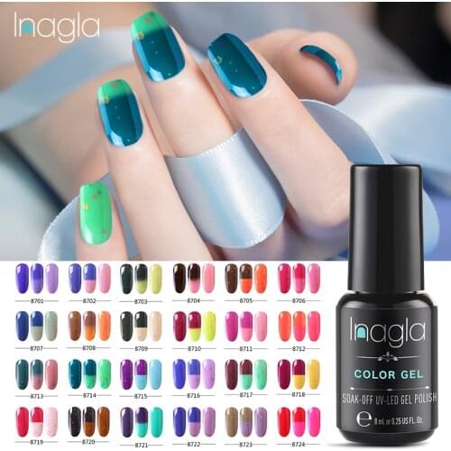 Inagla 8ML Nail Polish Cheese Thermal Change Nail Gel Polish Soak Off UV Gel Varnish Semi Permanent Primer Top Coat Nail Art