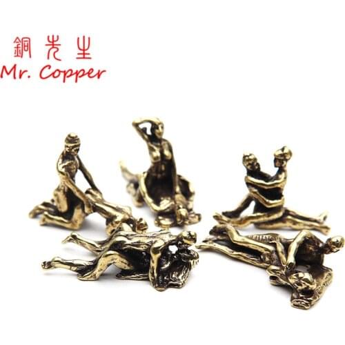 Classical Brass Tibetan Make Love Figurine Miniature Copper Metal Sexy Desk Ornament Handmade Artwork Valentine Day Wedding Gift