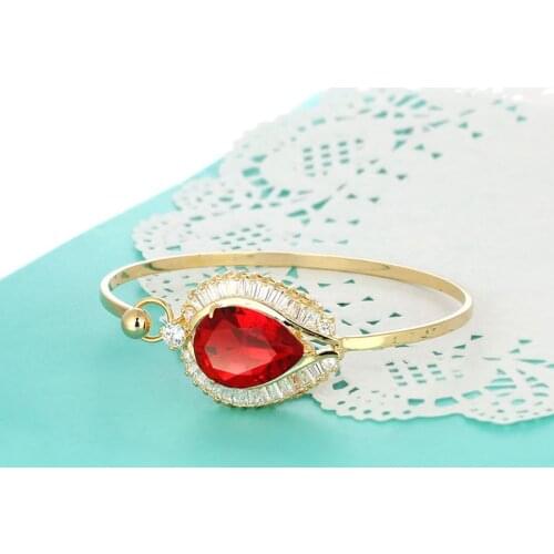 Beautiful Jewelry Yellow Gold Filled Woman Color Zircon Bangle Gift