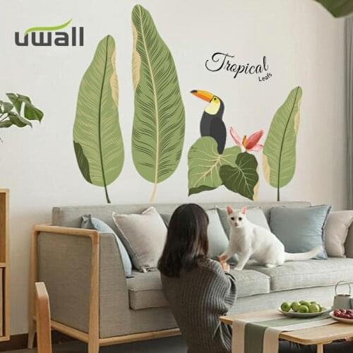 Creative Green Plant Bird Wall Stickers Living Room Bedroom Decor Background Wall Decorations Home Decor Self Adhesive Sticker