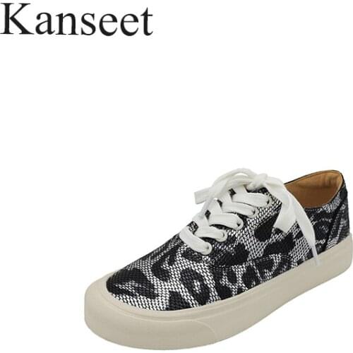 Kanseet Lace-Up White Genuine Leather 2021 Spring Autumn Women Sneakers Flat New Casual Shoes Single Sports Shoes For Girls