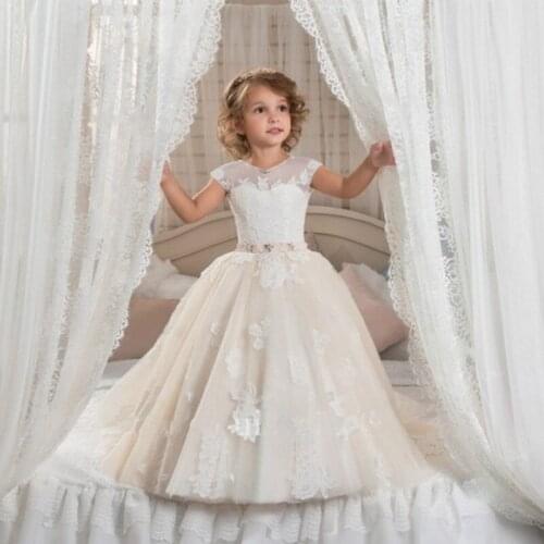 Lace Flower Girl Dresses Kids First Communion Skirt TUTU Child for Party Wedding Princess Girls Dresses Vestidos Para Ninas