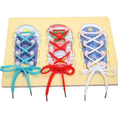 N133 Children 's environmental protection wooden toys wear string puzzle wear shoelaces practice training