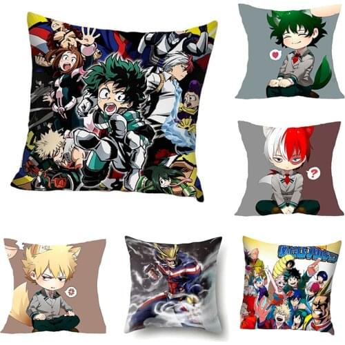 My Hero Academy Cushion Cover Plush Toy Green House Ikuju Pillow Case Cartoon Pillow Case Sofa Car Household Plush Cover 45x45cm