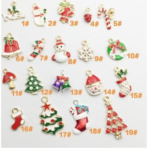 New 120sets 19 pcs set NewYear Metal Alloy Christmas Charm Decor Set Xmas Pendant Drop Ornaments Hanging Christmas Decoration