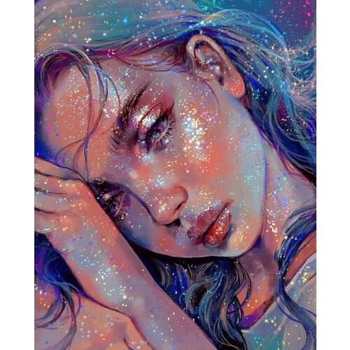 New 5D DIY Shiny Girl Portrait Embroidery Mosaic Diamond Painting Square/Round Diamond Handicraft Art Furnishing Decoration