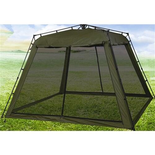 5-8 People Large Military Tent Outdoor Camping Tent Army Green Pavilion Fast Open Quartet Tent With Mosquito Nets 300*300*230cm