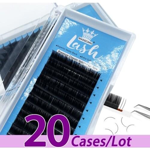 20case/lot MASSCAKU sell 8-20mm classic eyelash extension private label eyelash extensions accept custom eyelash extensions