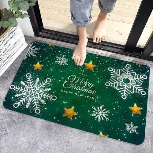 Merry Christmas New Year Santa Comfortable Fashion Style Hot Sale New Flocking Home Door Mat Bathroom Water Absorbent Decor