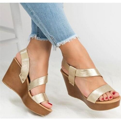 Women Sandals Wedge Platform Sandals Summer Slip On Ladies High Heels Shoes Fashion Open Toe Casual Female Footwear 2021