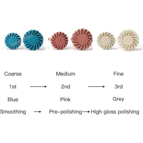 Dental Rubber Polisher Composite Resin Polishing Diamond System RA Disc Kit 14mm Wheel Spiral Flex Brush Burs