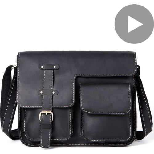 Shoulder Men Genuine Leather Bag Handbag For Document Messenger Cross Body Crossbody Male Black Satchel Bolsos Sac Large Bolsa
