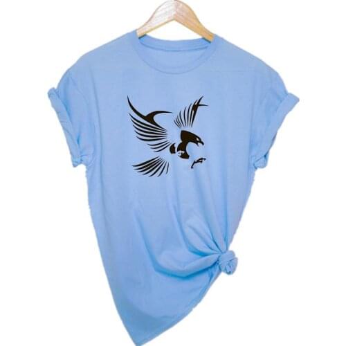 New womens eagle pattern short sleeve printing womens domineering T-shirt Harajuku pattern womens top free delivery XS-XXL