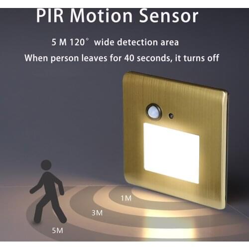 1.5W Smart LED Wall Light Motion Sensor Luxurious Embedded Stair Lamp Indoor Steps Ladder Stairway Corridor Kitchen Aluminum