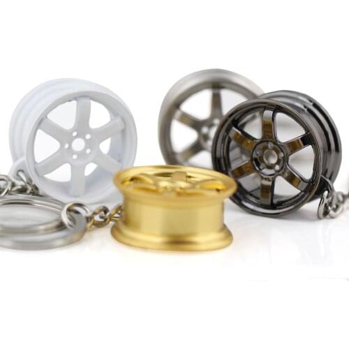 10PCS/Lot Wheel Rim TE37 6 Stars Hubs Model Keychain Accessories Auto Refitting Part Car Keyring Key Chain Ring Keyfob Holder